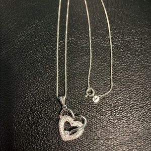 Sterling silver 925 box chain with heart pendant